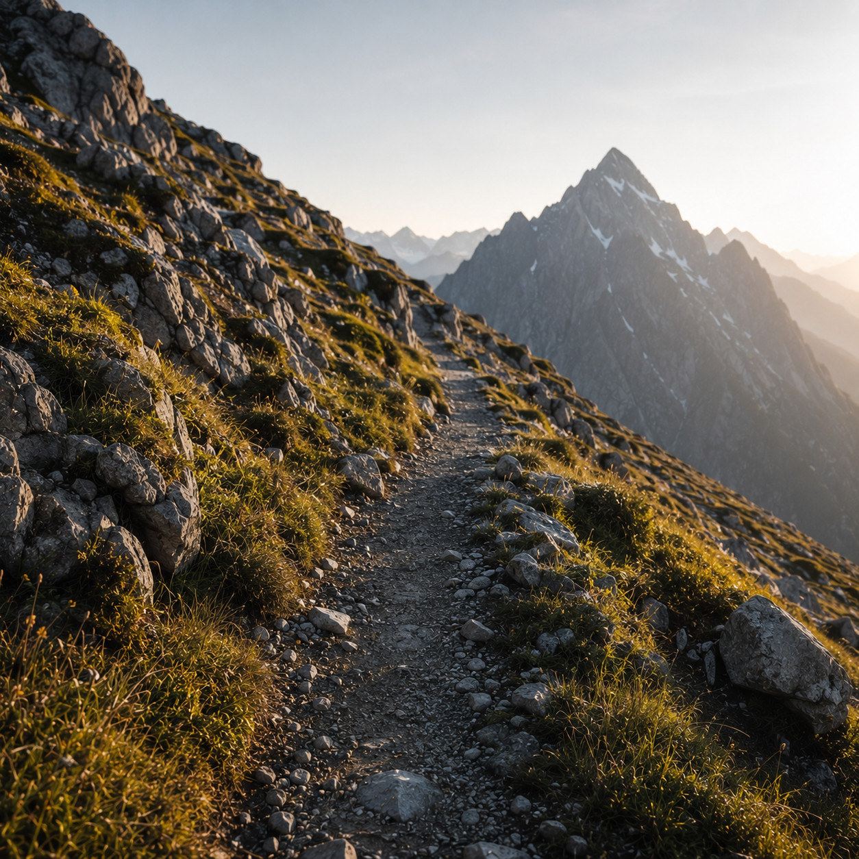 Bergpfad, der Richtung Gipfel führt