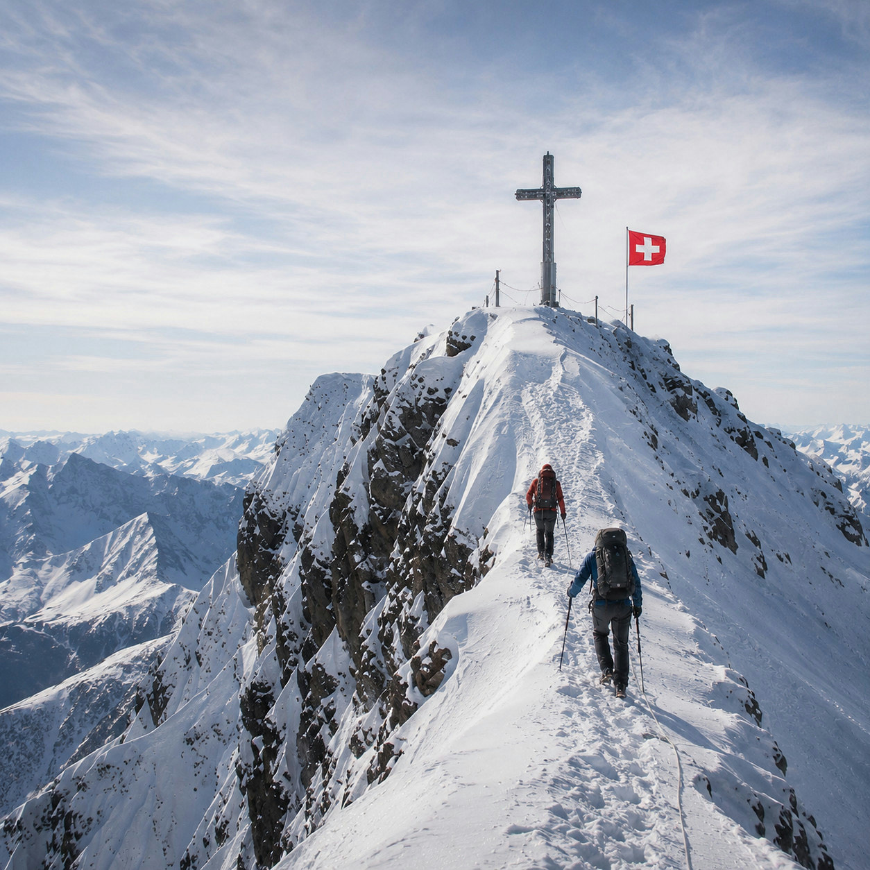 Gipfelkreuz mit Schweizer Fahne